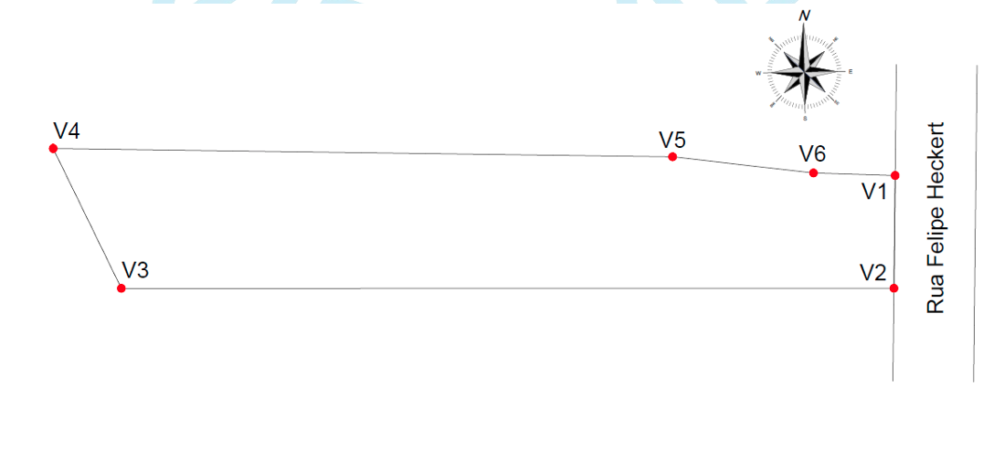 Levantamento topográfico com vértices e perímetro do imóvel